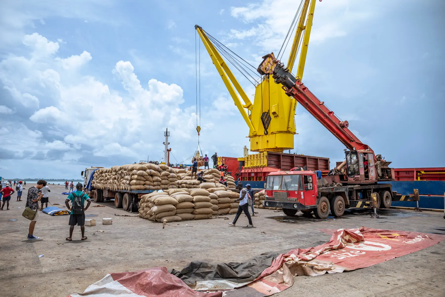 Grue portuaire sur le quai de Bissau